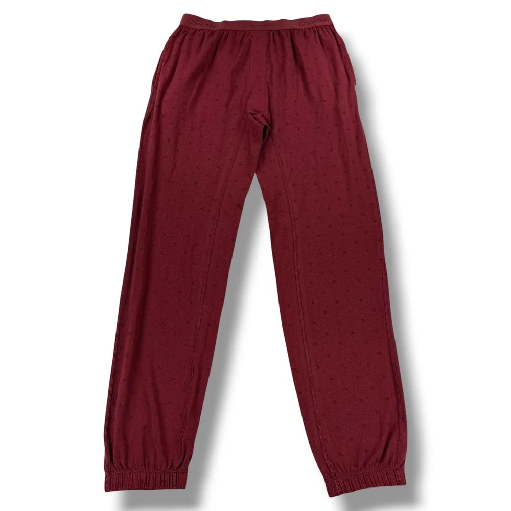 Calvin Klein Pajama Jogger Pants Mens Medium‎ M Burgundy Monogram Logo